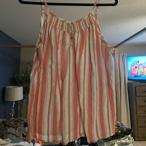 Coral and cream tank top